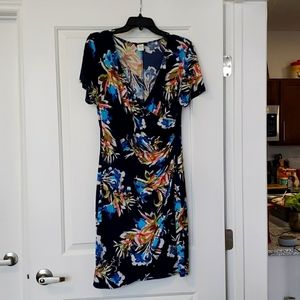 MSK Cinch Waist V-Neck Spring Dress